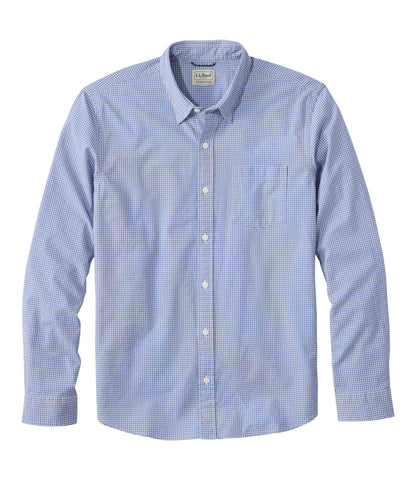 L.L.Bean Men's Comfort Stretch Performance® Seersucker Shirt, Long-Sleeve, Slightly Fitted Untucked Fit, Plaid Pale Rose