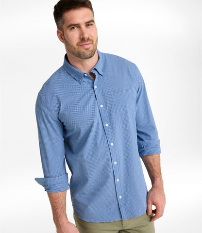 L.L.Bean Men's Comfort Stretch Performance® Seersucker Shirt, Long-Sleeve, Slightly Fitted Untucked Fit, Plaid Pale Rose