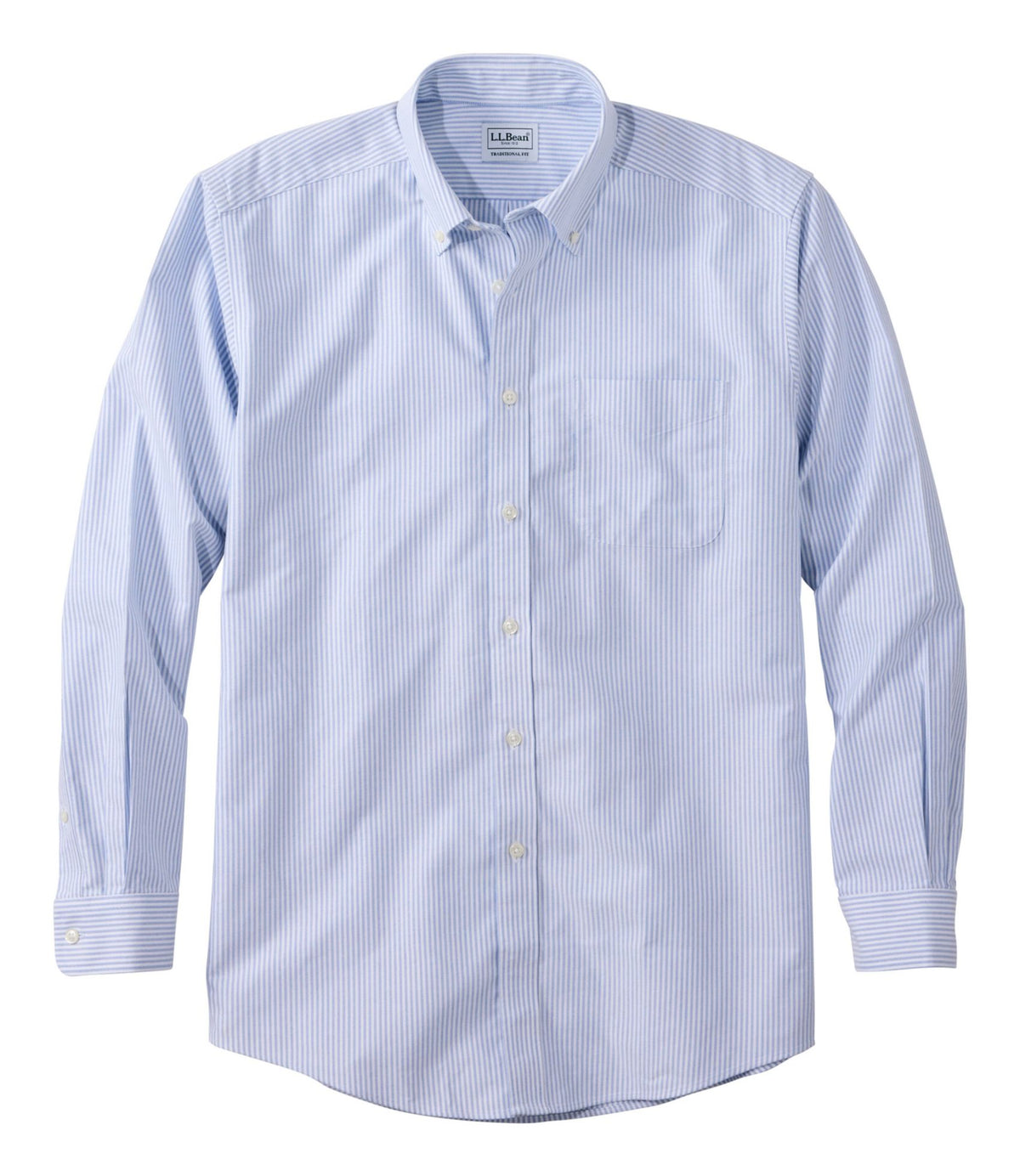 L.L.Bean Men's Wrinkle-Free Classic Oxford Cloth Shirt, Traditional Fit University Stripe French Blue