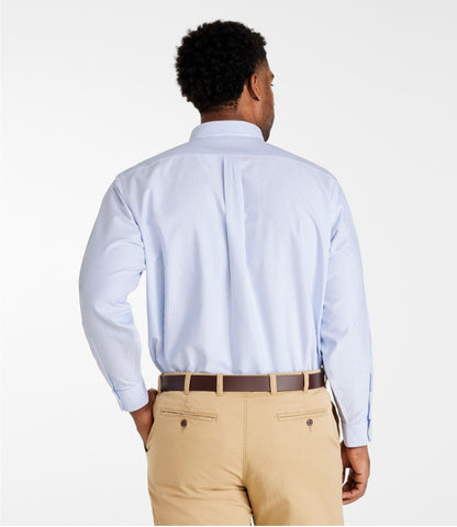 L.L.Bean Men's Wrinkle-Free Classic Oxford Cloth Shirt, Traditional Fit University Stripe French Blue