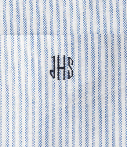 L.L.Bean Men's Wrinkle-Free Classic Oxford Cloth Shirt, Traditional Fit University Stripe French Blue