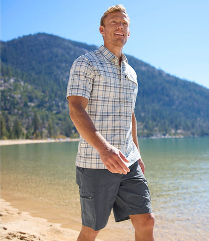 L.L.Bean Men's SunSmart® Cool Weave Shirt Short-Sleeve Evergreen/Iron