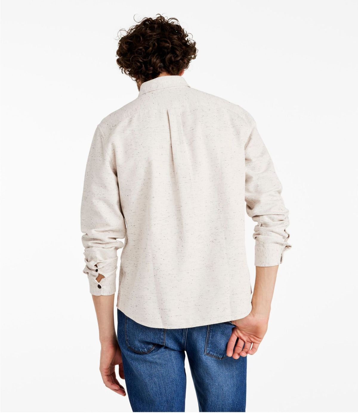 L.L.Bean Men's Signature Donegal Woven Shirt, Long-Sleeve Cream