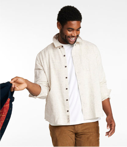 L.L.Bean Men's Signature Donegal Woven Shirt, Long-Sleeve Cream