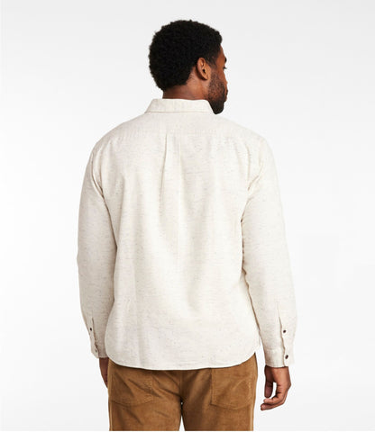 L.L.Bean Men's Signature Donegal Woven Shirt, Long-Sleeve Cream