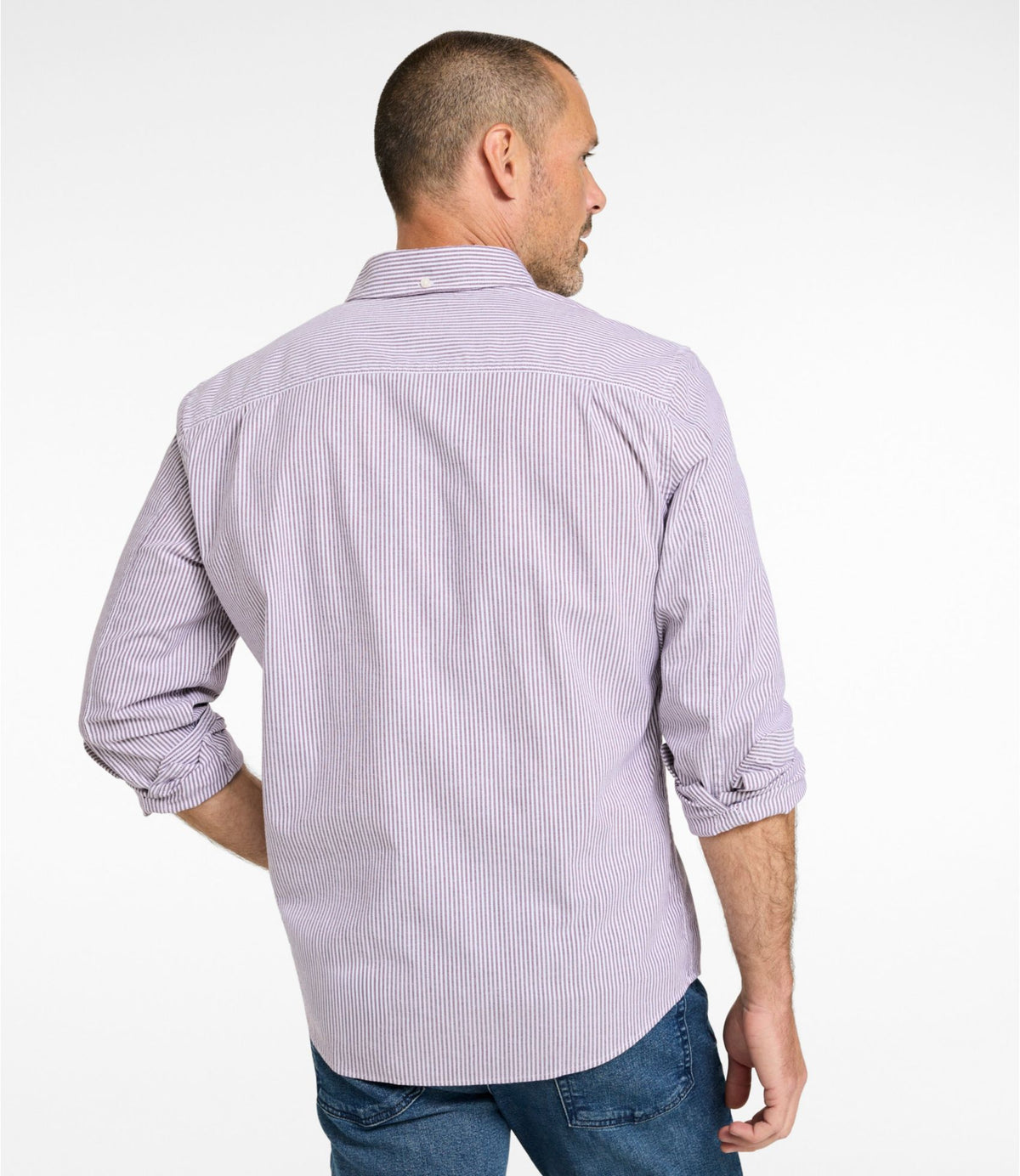 L.L.Bean Men's Comfort Stretch Oxford Shirt, Slightly Fitted Untucked Fit, Stripe