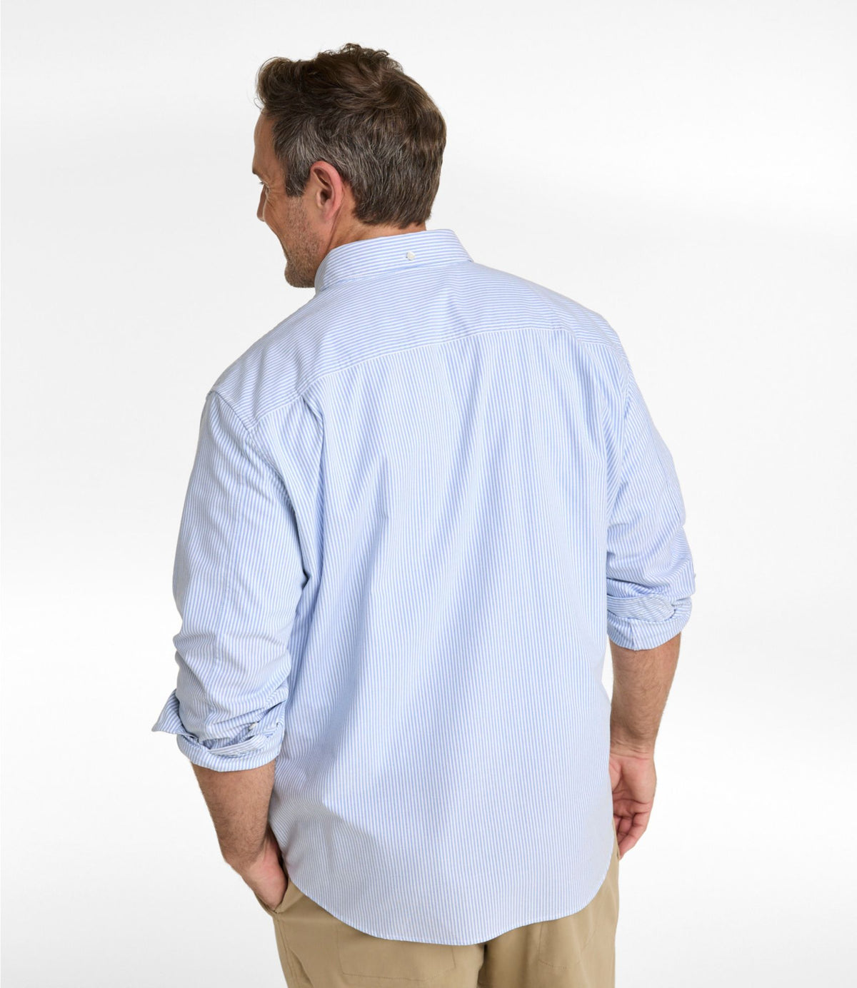 L.L.Bean Men's Comfort Stretch Oxford Shirt, Slightly Fitted Untucked Fit, Stripe
