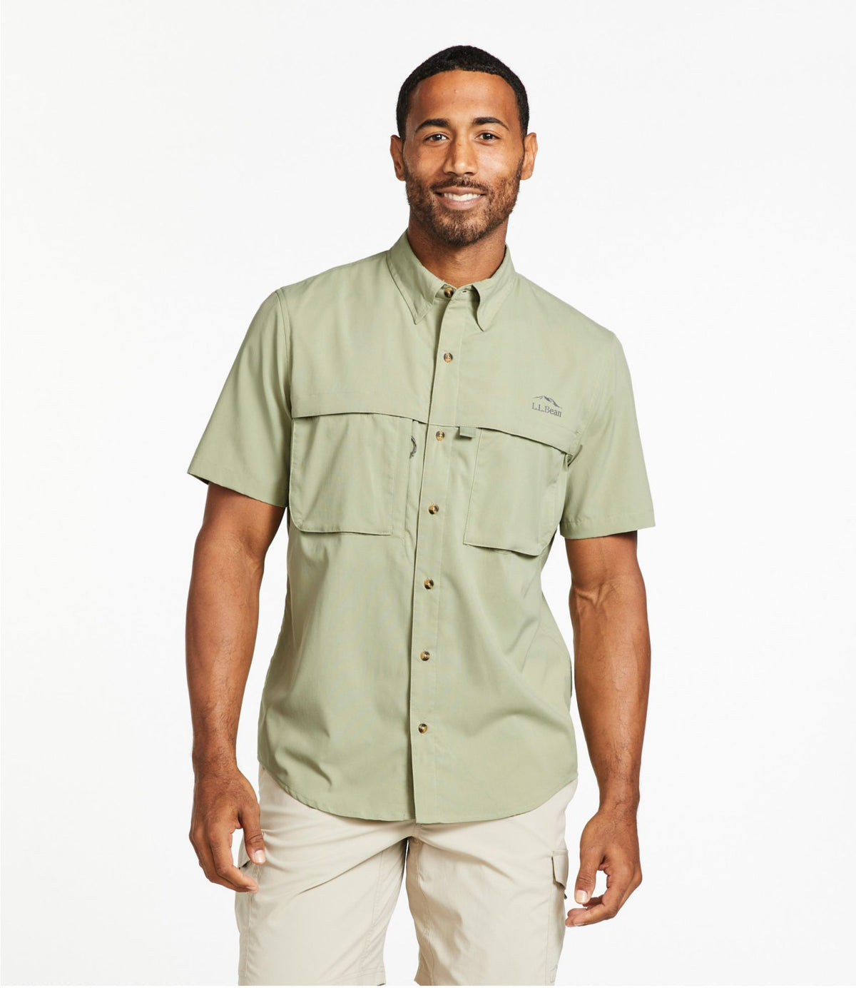 L.L.Bean Men's Tropicwear Shirt, Short-Sleeve Soft Blue