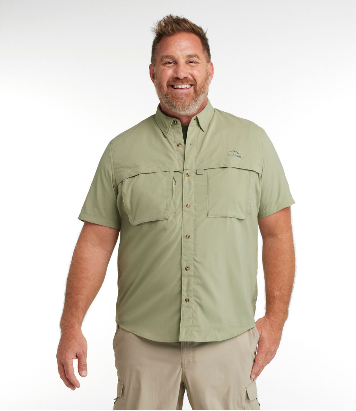 L.L.Bean Men's Tropicwear Shirt, Short-Sleeve Soft Blue