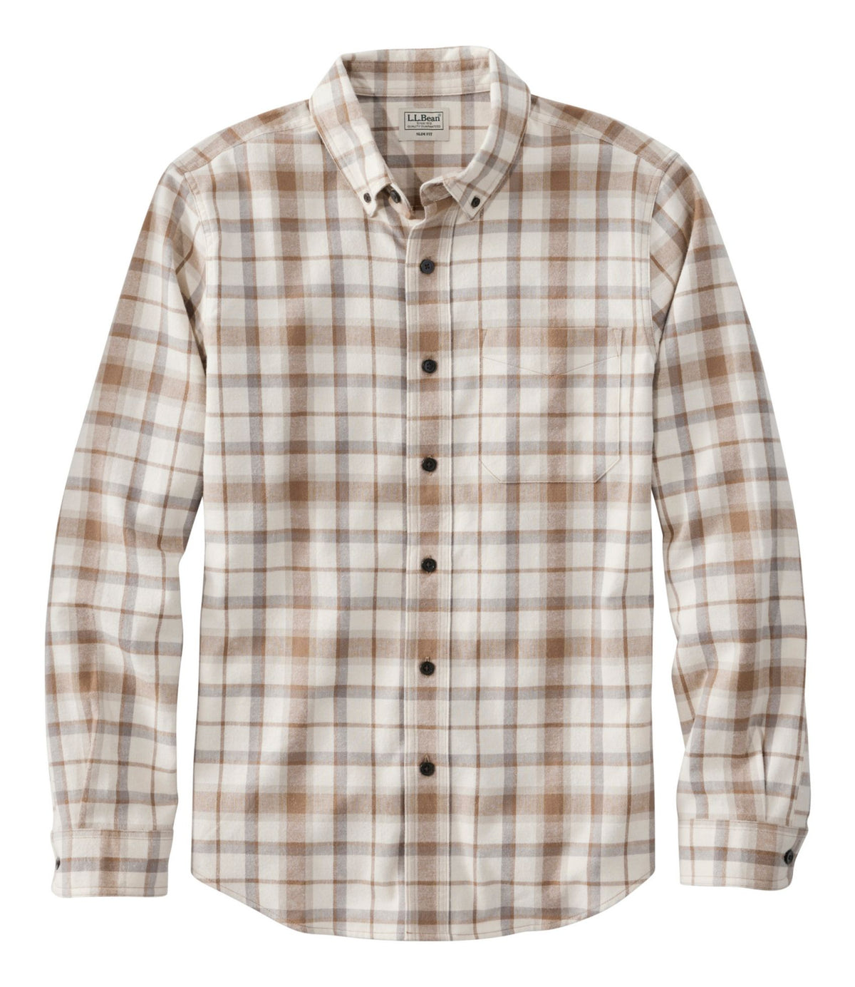 L.L.Bean Men's Scotch Plaid Flannel Shirt, Slim Fit Bean of Freeport Natural