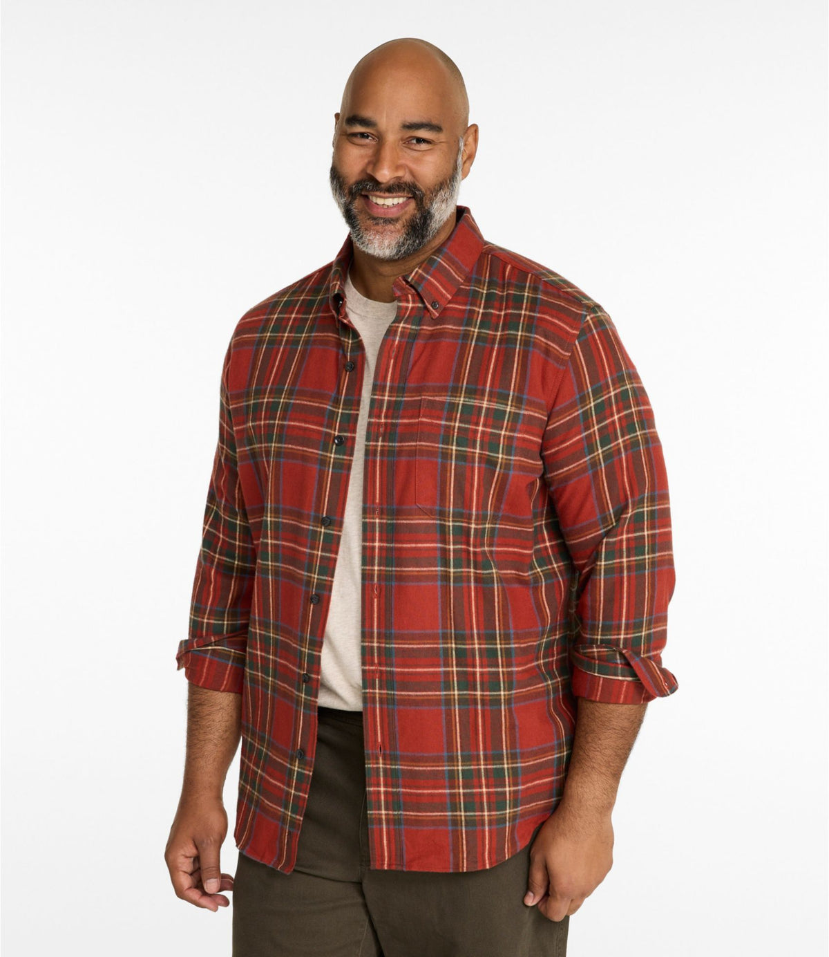 L.L.Bean Men's Scotch Plaid Flannel Shirt, Slim Fit Bean of Freeport Natural