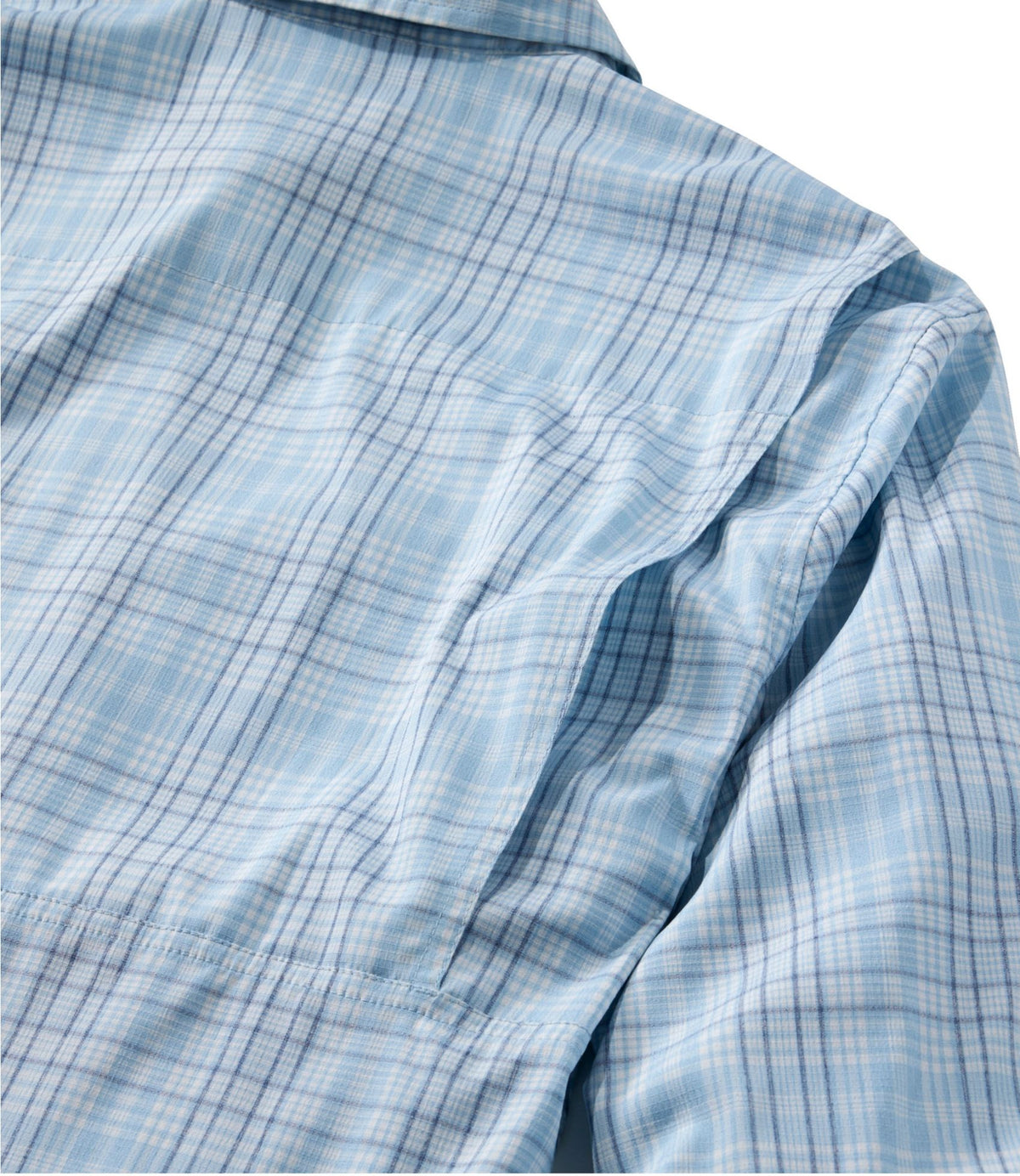 L.L.Bean Men's Tropicwear Shirt, Plaid Long-Sleeve Surf Blue
