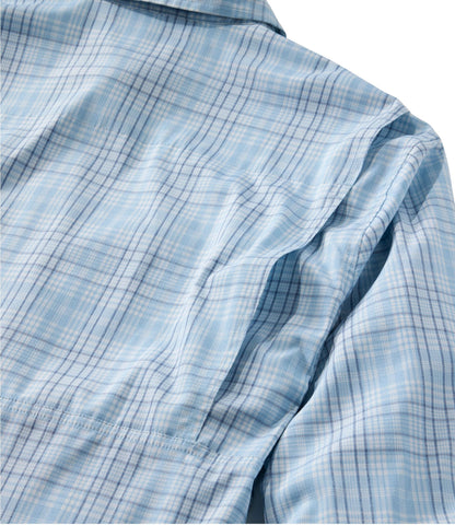 L.L.Bean Men's Tropicwear Shirt, Plaid Long-Sleeve Surf Blue