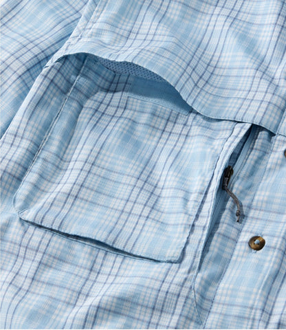 L.L.Bean Men's Tropicwear Shirt, Plaid Long-Sleeve Surf Blue