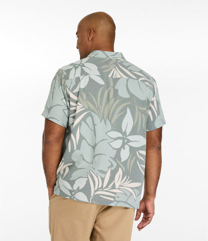 L.L.Bean Men's Sunwashed Summer Shirt, Slightly Fitted Untucked Fit Camel Brown Stripe