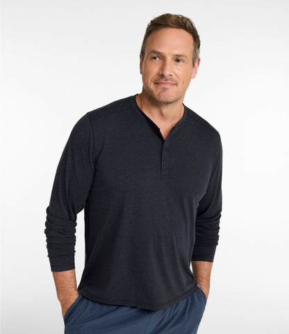 L.L.Bean Men's Multisport Lifestyle Henley, Long-Sleeve Dark Bronze Heather