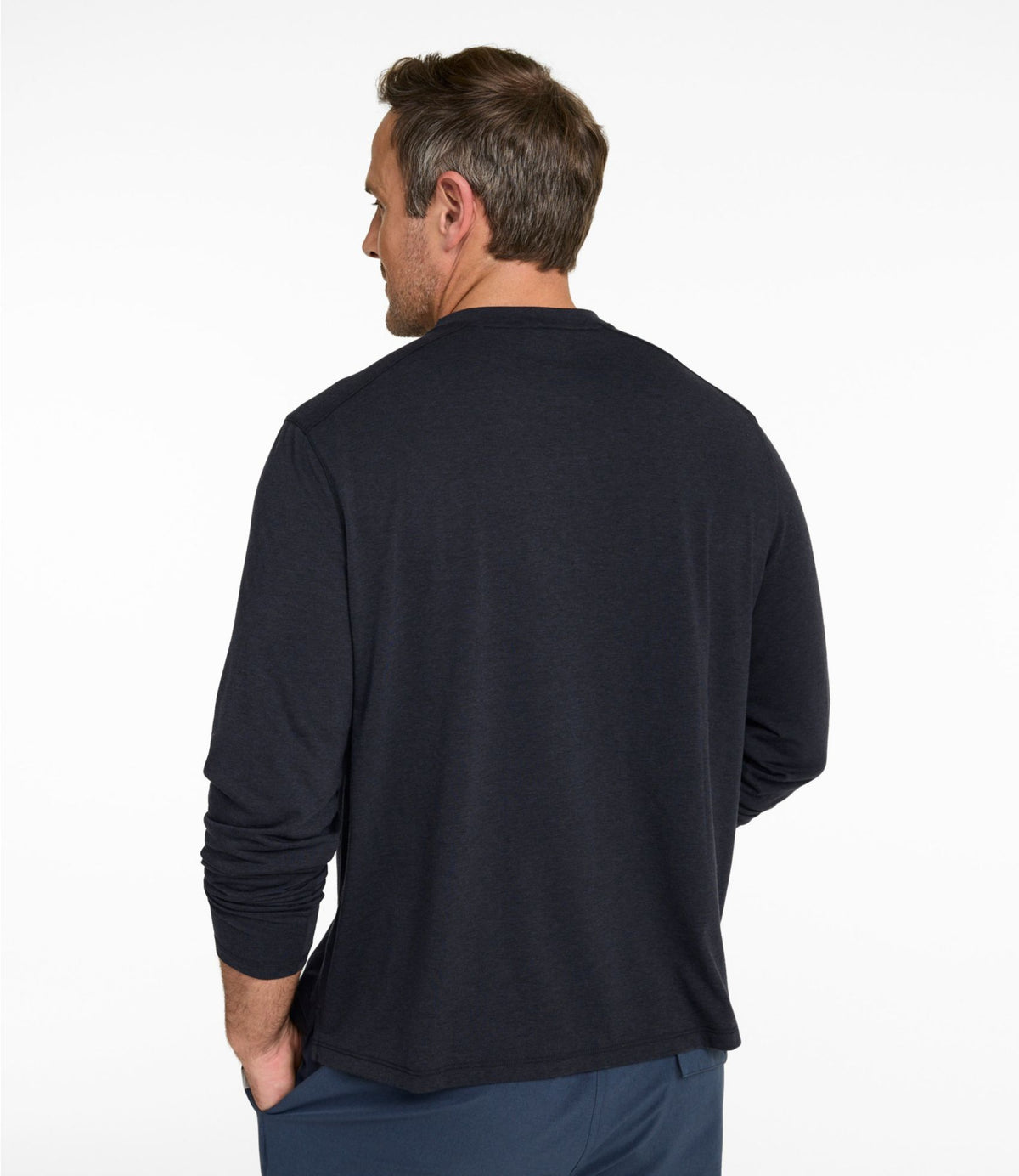 L.L.Bean Men's Multisport Lifestyle Henley, Long-Sleeve Dark Bronze Heather