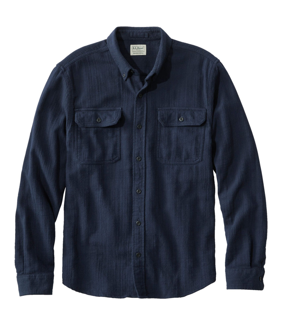 L.L.Bean Men's 1912 Field Flannel Shirt, Slightly Fitted Untucked Fit Classic Navy