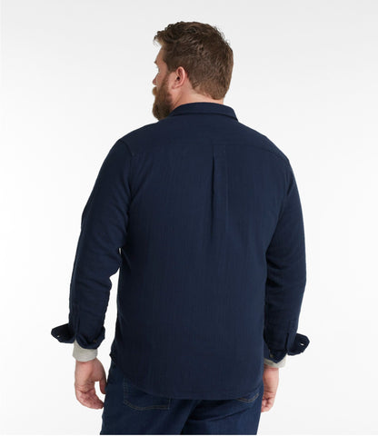 L.L.Bean Men's 1912 Field Flannel Shirt, Slightly Fitted Untucked Fit Classic Navy