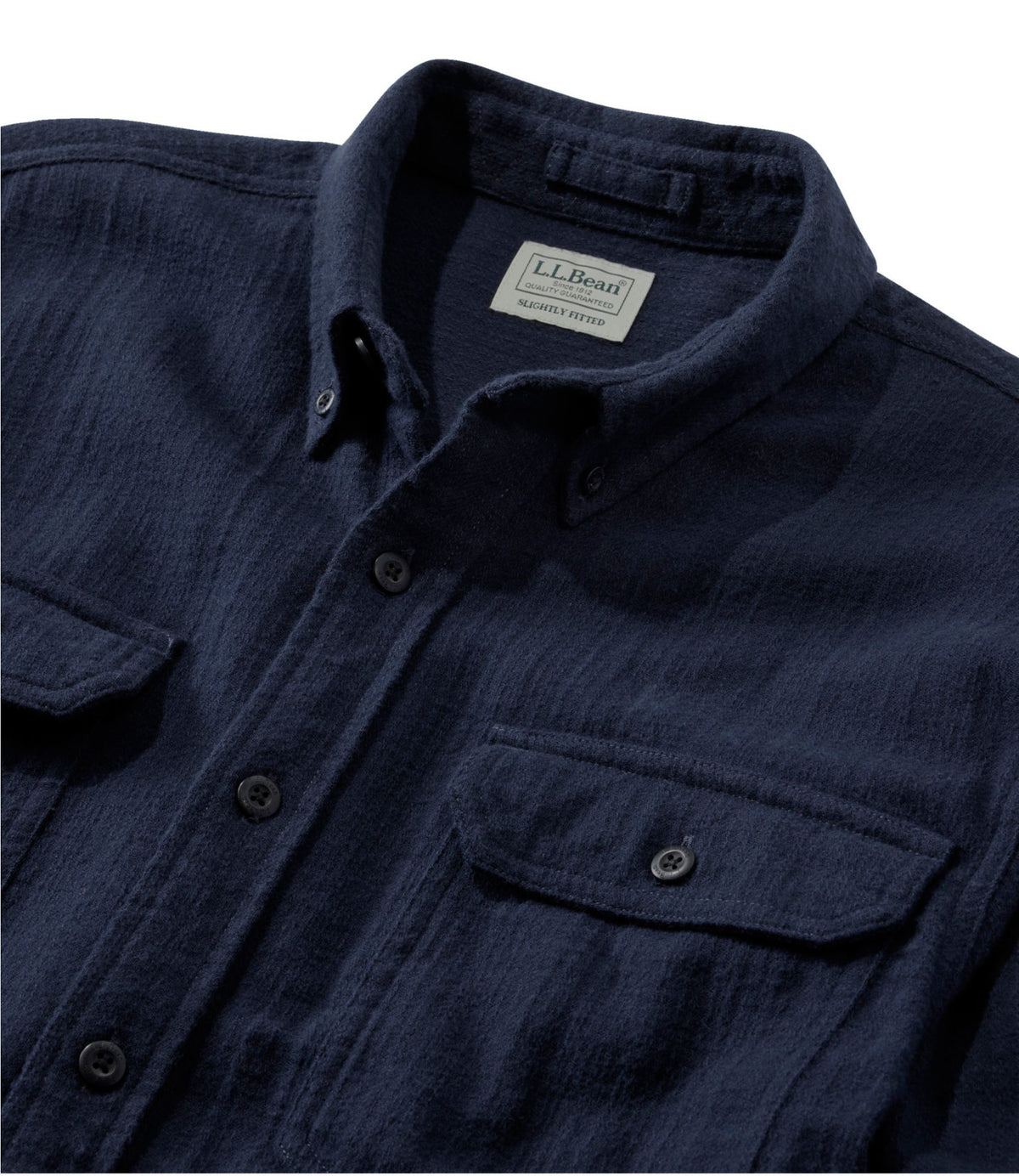 L.L.Bean Men's 1912 Field Flannel Shirt, Slightly Fitted Untucked Fit Classic Navy