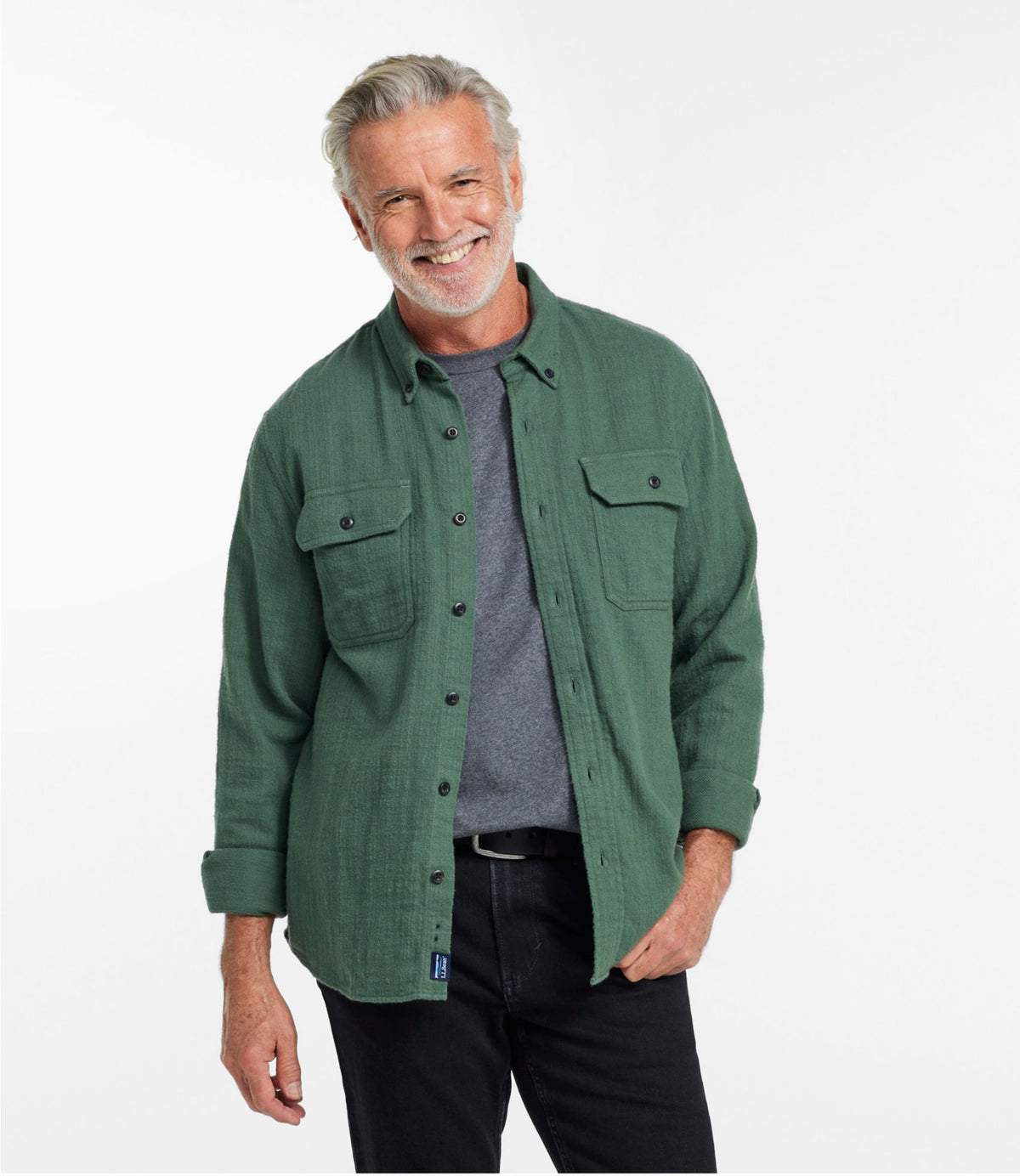 L.L.Bean Men's 1912 Field Flannel Shirt, Slightly Fitted Untucked Fit Classic Navy