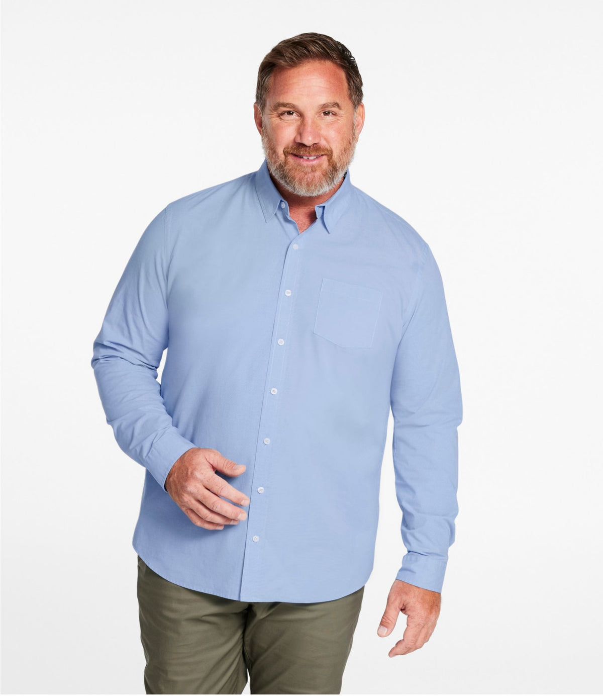 L.L.Bean Men's Comfort Stretch Performance® Shirt, Long-Sleeve, Slightly Fitted Untucked Fit Woodrose