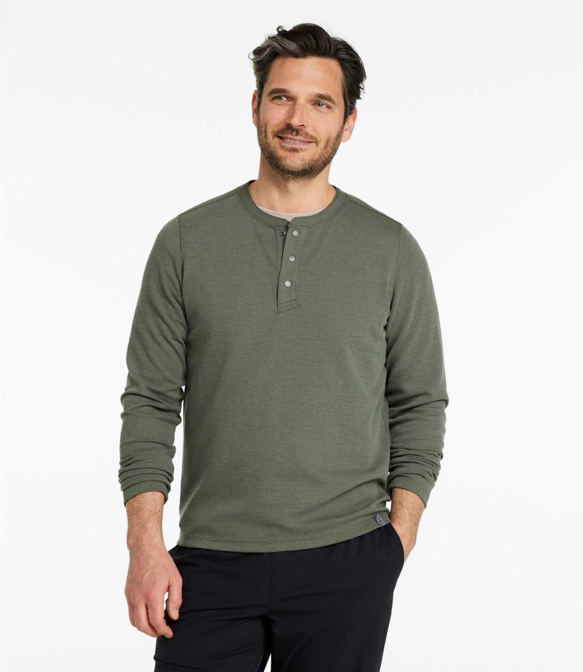 L.L.Bean Men's Mountainside Micro Waffle Henley Thyme