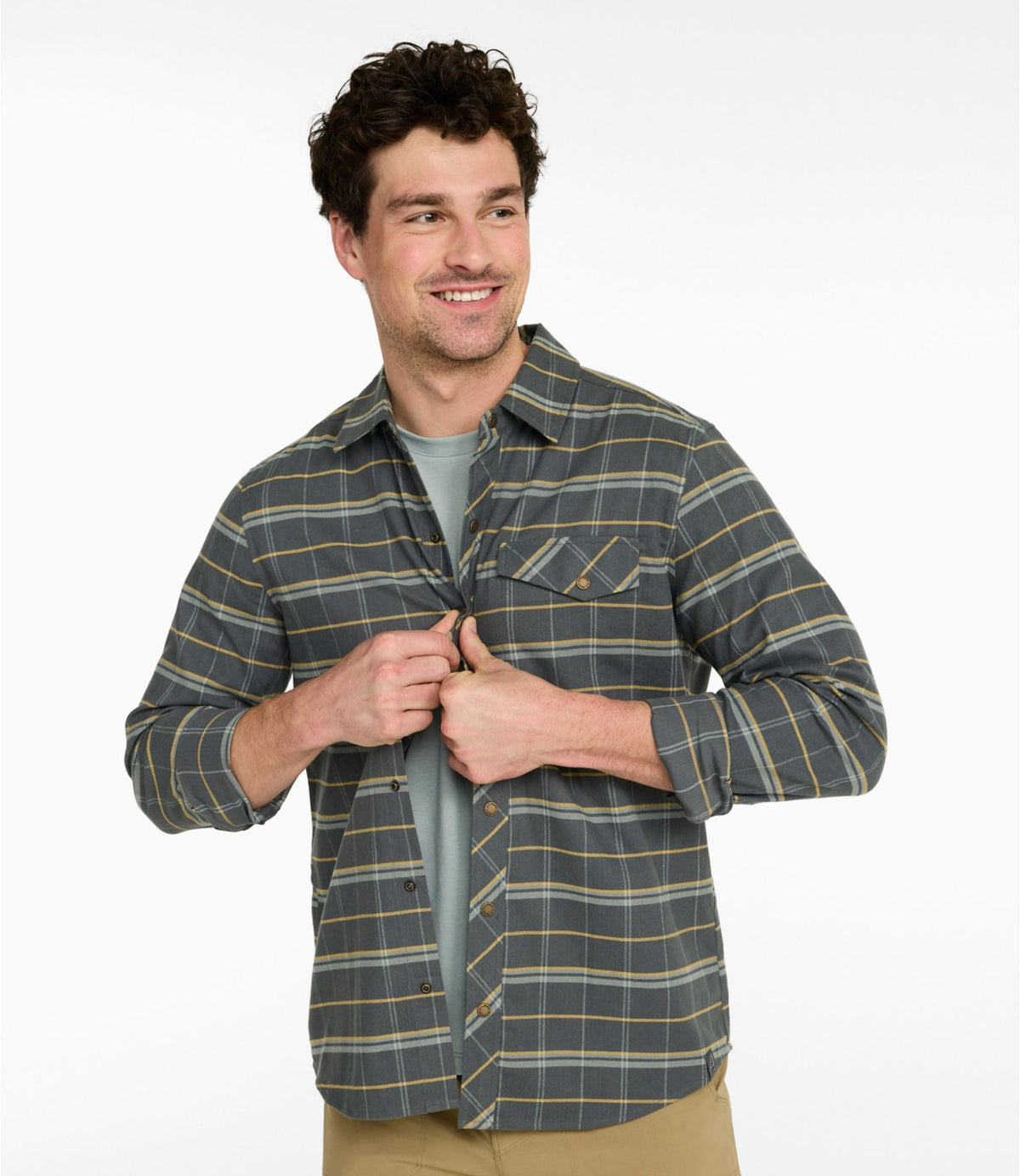 L.L.Bean Men's Mountainside Brushed Performance Shirt Deep Blue
