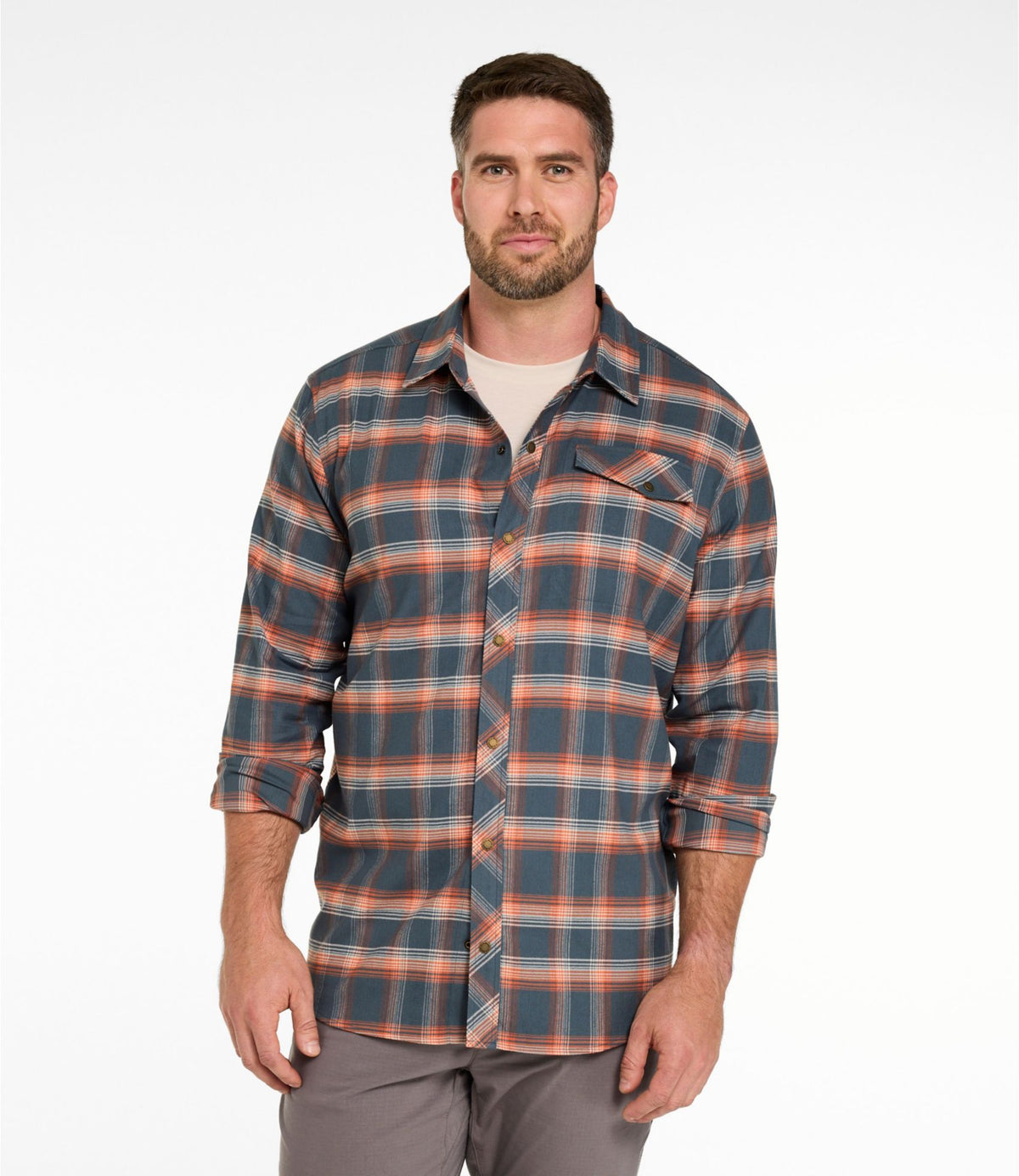 L.L.Bean Men's Mountainside Brushed Performance Shirt Deep Blue