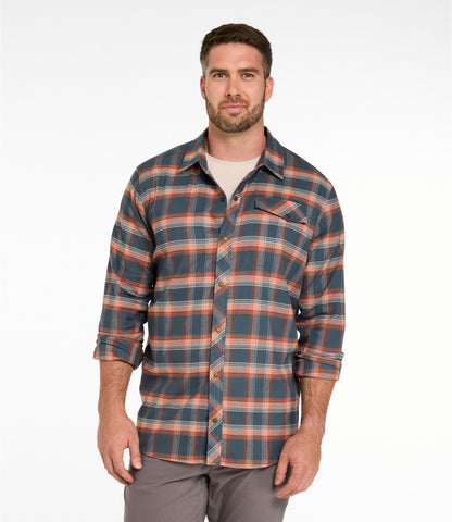 L.L.Bean Men's Mountainside Brushed Performance Shirt Deep Blue