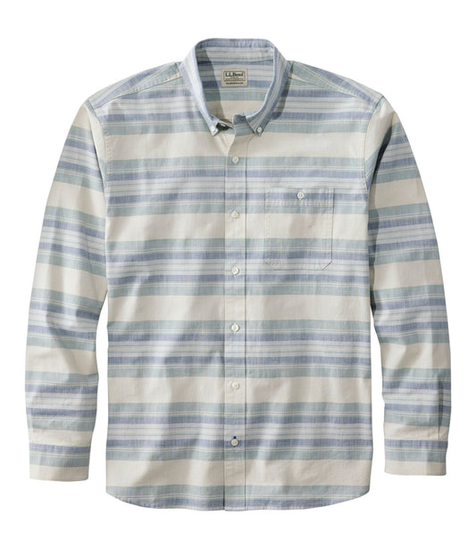 L.L.Bean Men's Comfort Stretch Chambray Shirt, Traditional Untucked Fit, Long-Sleeve, Stripe