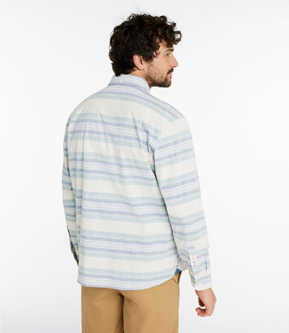 L.L.Bean Men's Comfort Stretch Chambray Shirt, Traditional Untucked Fit, Long-Sleeve, Stripe