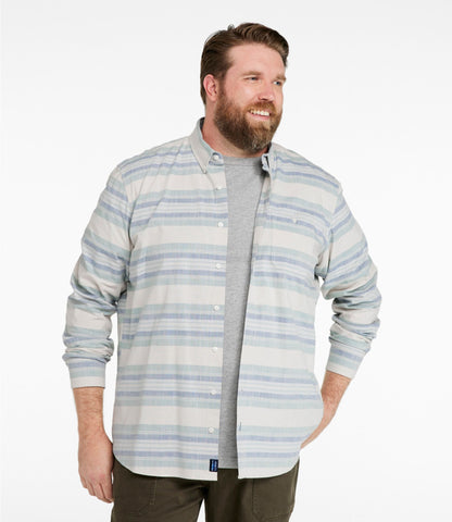 L.L.Bean Men's Comfort Stretch Chambray Shirt, Traditional Untucked Fit, Long-Sleeve, Stripe