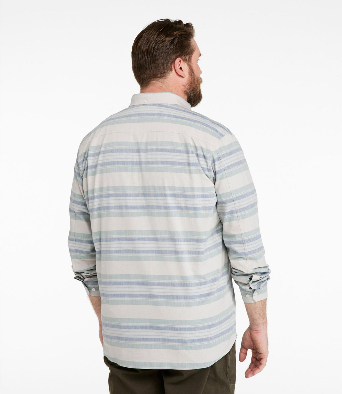 L.L.Bean Men's Comfort Stretch Chambray Shirt, Traditional Untucked Fit, Long-Sleeve, Stripe