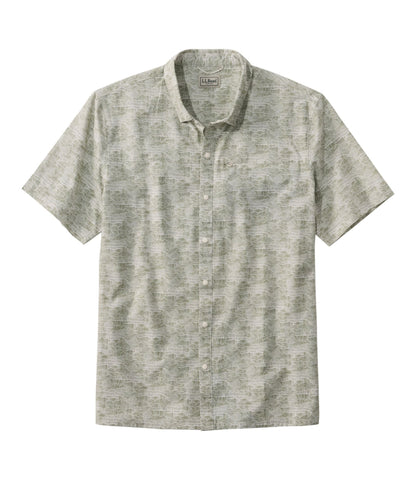 L.L.Bean Men's Ultralight Trail Shirt, Short-Sleeve Print Bone Mountains