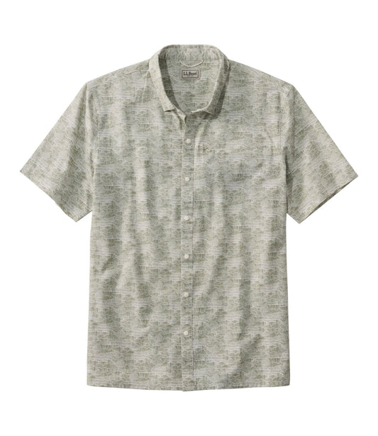 L.L.Bean Men's Ultralight Trail Shirt, Short-Sleeve Print Bone Mountains