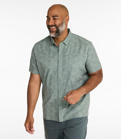 L.L.Bean Men's Ultralight Trail Shirt, Short-Sleeve Print Bone Mountains