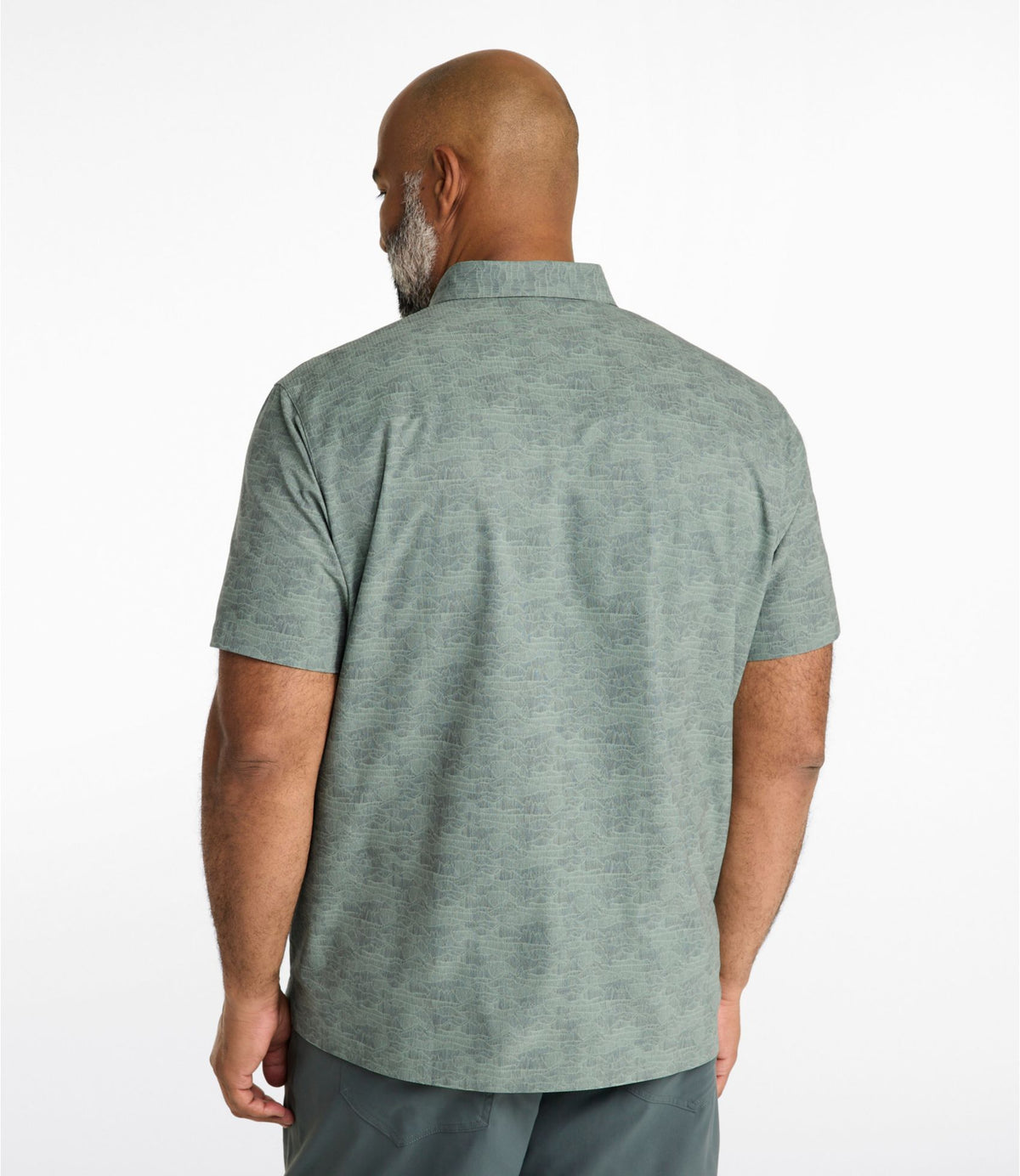 L.L.Bean Men's Ultralight Trail Shirt, Short-Sleeve Print Bone Mountains