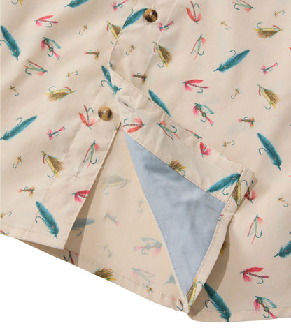 L.L.Bean Men's Tropicwear Shirt, Short-Sleeve Print Deepwater Blue Watercamo