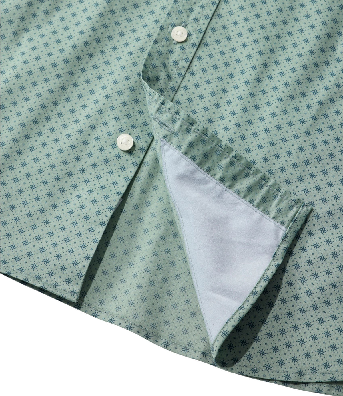 L.L.Bean Men's Comfort Stretch Performance® Shirt, Long-Sleeve, Slightly Fitted Untucked Fit, Print Faded Sage Lattice