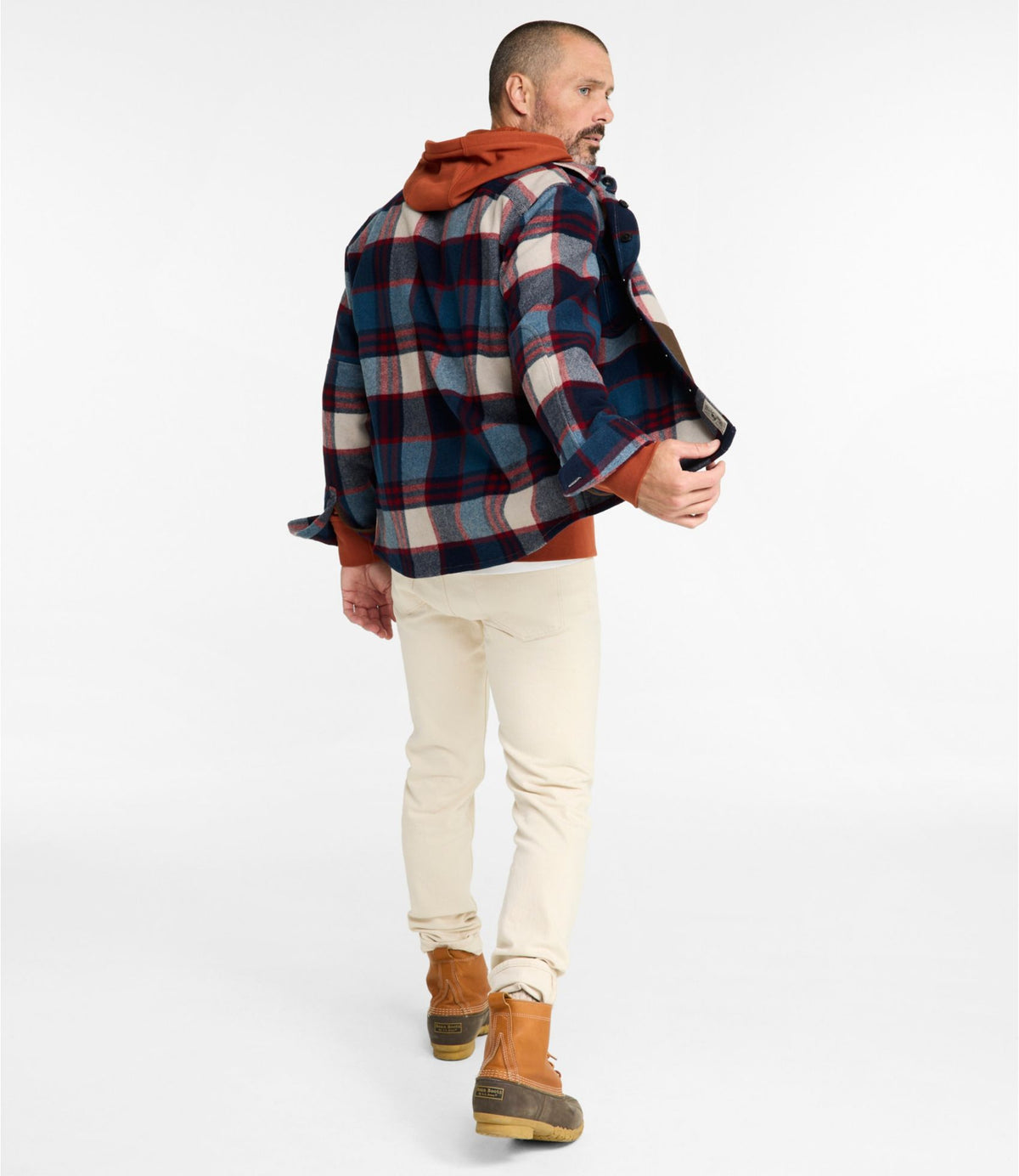 L.L.Bean Men's Signature Wool Workshirt, Plaid Iron Blue