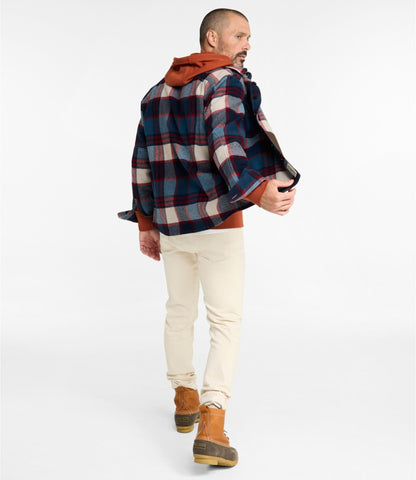 L.L.Bean Men's Signature Wool Workshirt, Plaid Iron Blue