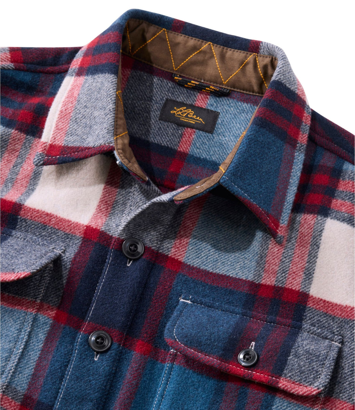 L.L.Bean Men's Signature Wool Workshirt, Plaid Iron Blue