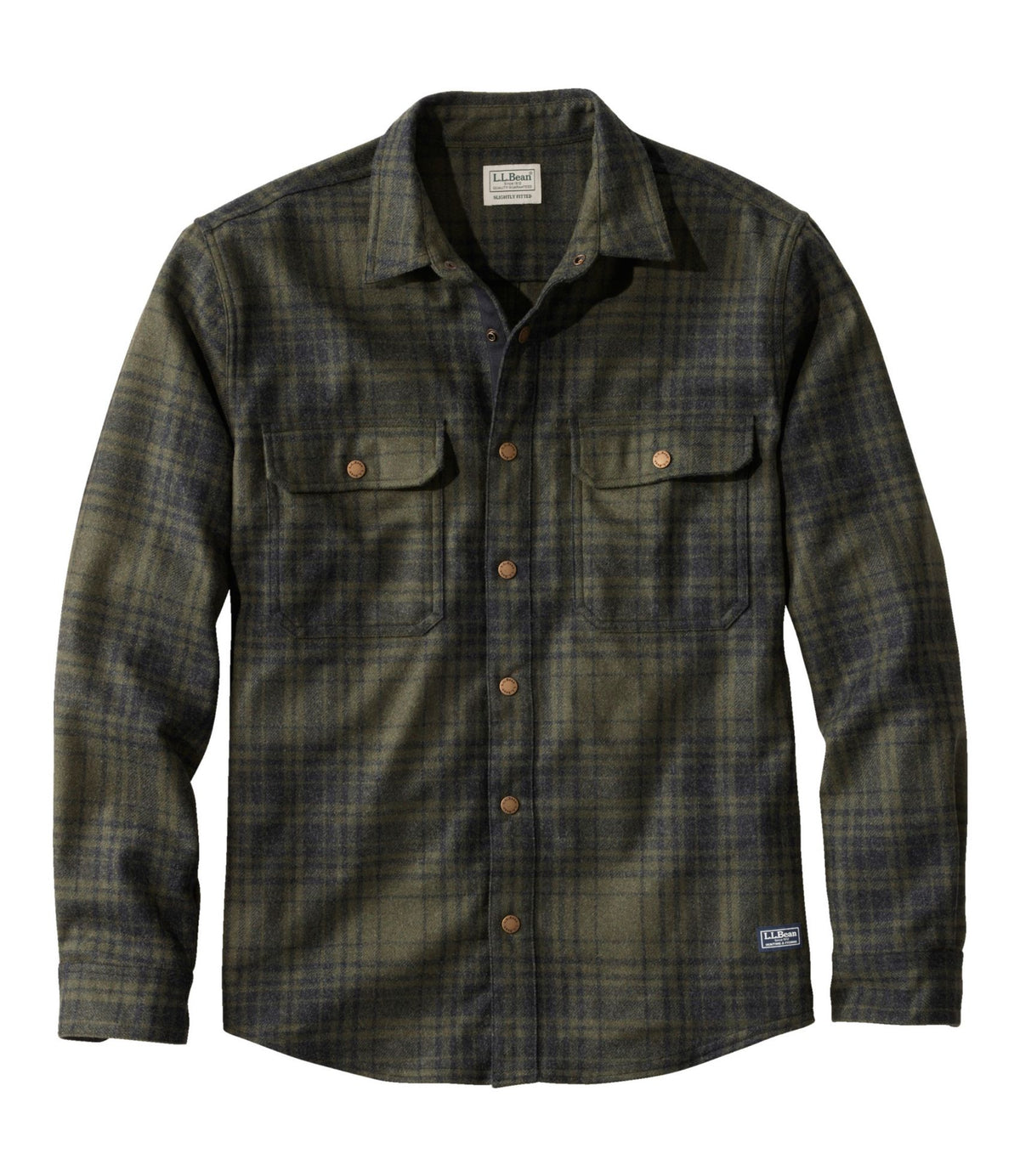 L.L.Bean Men's Maine Guide Lightweight Wool Field Shirt, Plaid Forest Shade Plaid