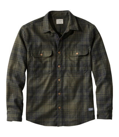 L.L.Bean Men's Maine Guide Lightweight Wool Field Shirt, Plaid Forest Shade Plaid