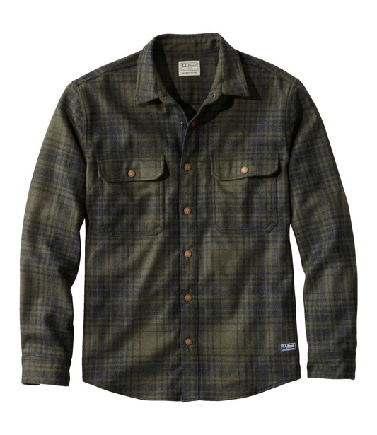L.L.Bean Men's Maine Guide Lightweight Wool Field Shirt, Plaid Forest Shade Plaid