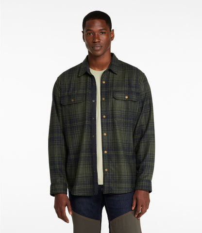 L.L.Bean Men's Maine Guide Lightweight Wool Field Shirt, Plaid Forest Shade Plaid