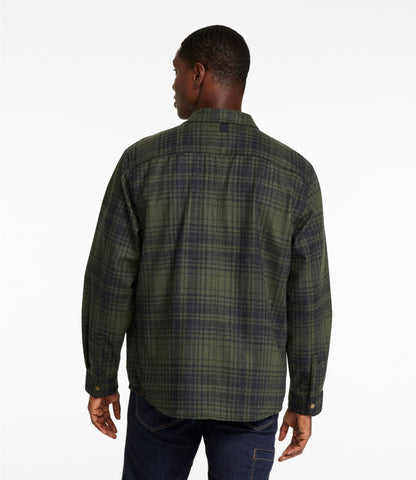 L.L.Bean Men's Maine Guide Lightweight Wool Field Shirt, Plaid Forest Shade Plaid