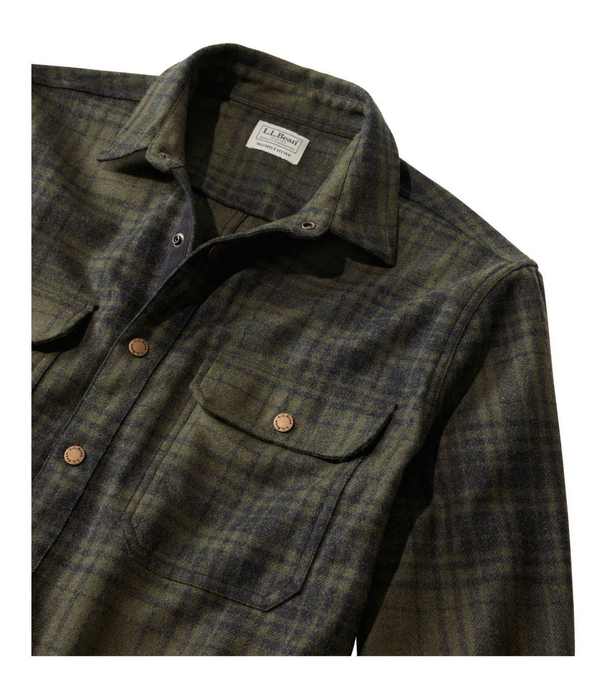 L.L.Bean Men's Maine Guide Lightweight Wool Field Shirt, Plaid Forest Shade Plaid