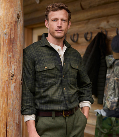 L.L.Bean Men's Maine Guide Lightweight Wool Field Shirt, Plaid Forest Shade Plaid